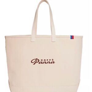 KULE CAFFE PANNA Cream thick canvas extra large Tote Bag flat bottom NWT